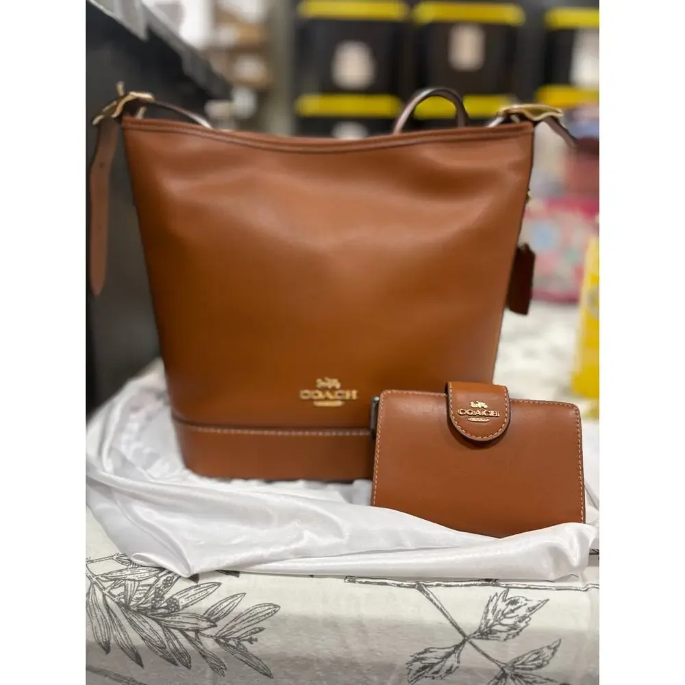 B18-001 NWT Limited Coach Jude Bag Leather CBH19 Tan Brown and Matching Wallet